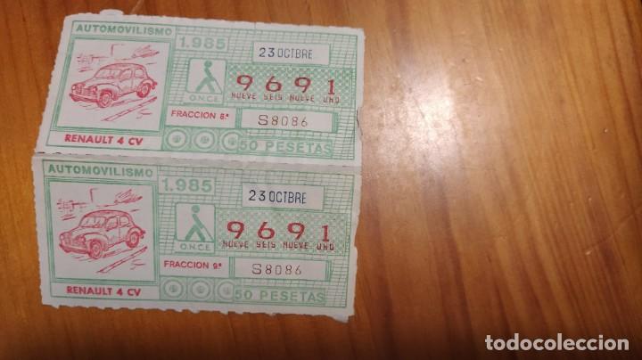 Cupones ONCE: 2 cupones once a&ntilde;o 1985 automovilismo
