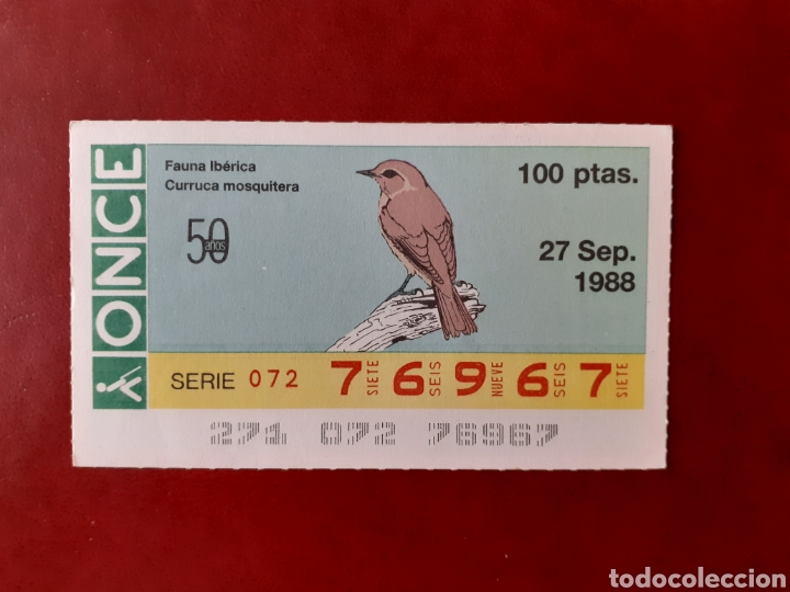 Coupon ONCE: Capicua once 76967 de 27 septiembre 1988 fauna ib&eacute;rica
