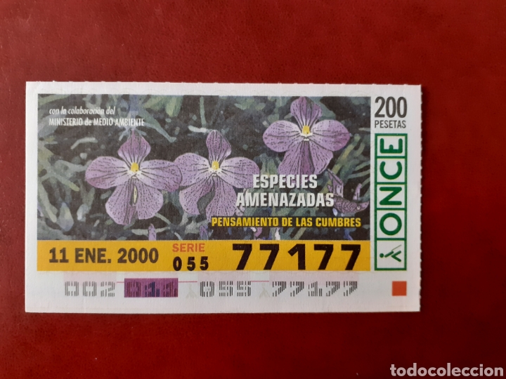 Coupon ONCE: Capicua once 77177 de 11 enero 2000 especies amenazadas