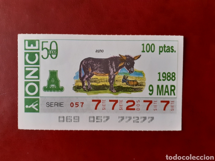 Coupon ONCE: Capicua once 77277 de 9 marzo 1988 fauna