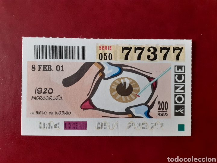 ONCE Coupons: Capicua once 77377 de 8 febrero 2001 un siglo de ingenio