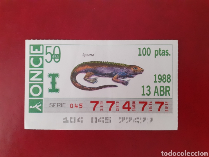 Cupones ONCE: Capicua once 77477 de 13 abril 1988 fauna