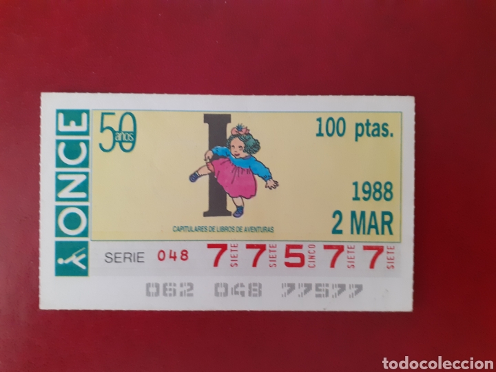Cupones ONCE: Capicua once 77577 de 2 marzo 1988 libros de aventuras