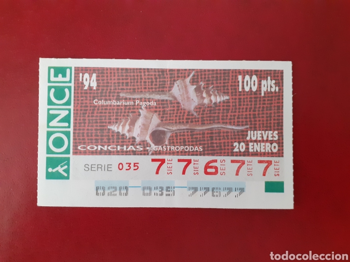 Cupones ONCE: Capicua once 77677 de 20 enero 1994 conchas