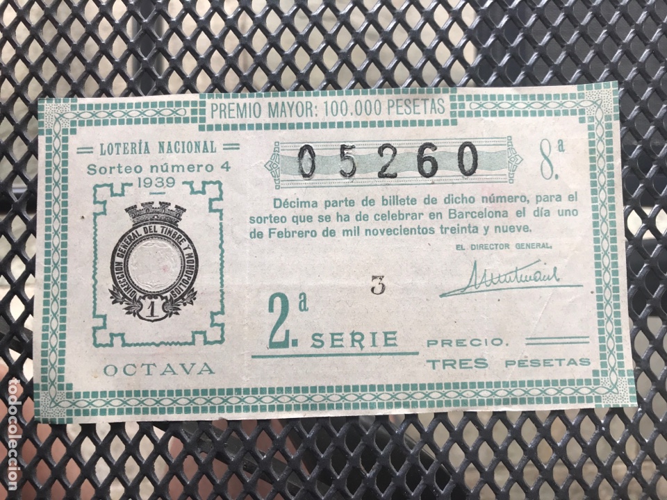 Cupones ONCE: Loteria A&ntilde;o 1939 sorteo 4 - Foto 1