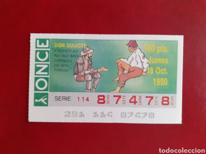 Cupones ONCE: Capicua once 87478 de 18 octubre 1990 Don Quijote