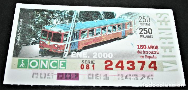 Cupones ONCE: CUP&Oacute;N ONCE - 7-ENERO-2000 - 150 A&Ntilde;OS DEL FERROCARRIL EN ESPA&Ntilde;A, UNIDAD DE TREN S442