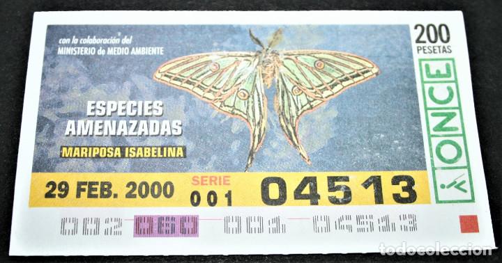 Cupones ONCE: CUP&Oacute;N ONCE - 29-FEBRERO-2000 - ESPECIES AMENAZADAS - MARIPOSA ISABELINA