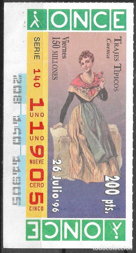 Cupones ONCE: ONCE,TRAJES TIPICOS,CUENCA,26/07/1996. - Foto 1