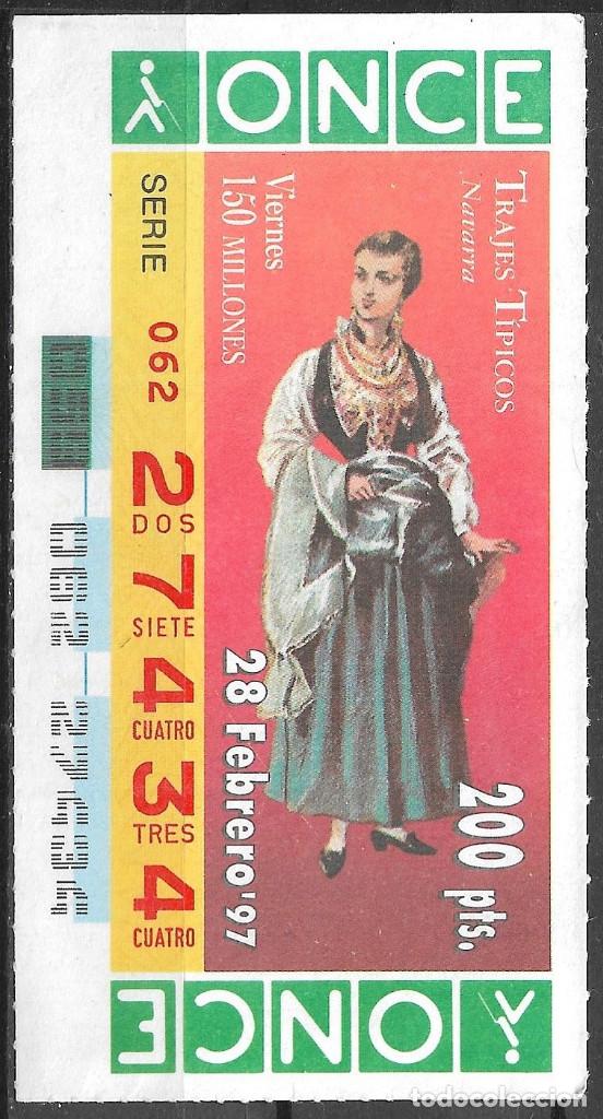 Cupones ONCE: ONCE,TRAJES TIPICOS,NAVARRA,28/02/1997. - Foto 1