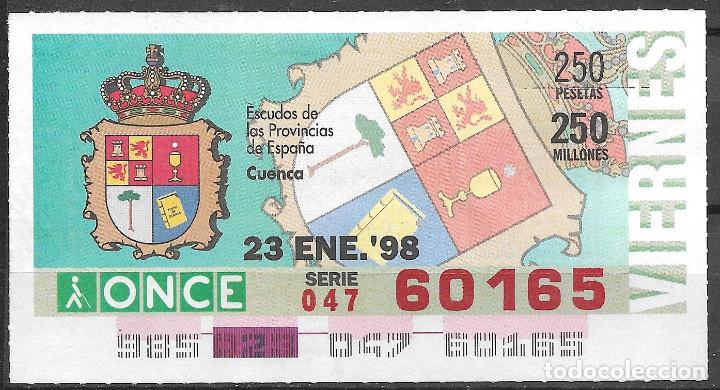 Cupones ONCE: ONCE,ESCUDOS,CUENCA,23/01/1998. - Foto 1
