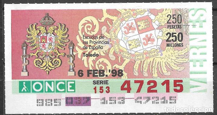 Cupones ONCE: ONCE,ESCUDOS,TOLEDO,06/02/1998. - Foto 1