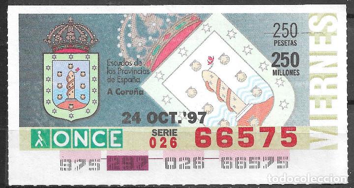Cupones ONCE: ONCE,ESCUDOS,LA CORU&Ntilde;A,24/10/1997. - Foto 1