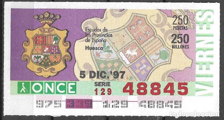 Cupones ONCE: ONCE,ESCUDOS,HUESCA,05/12/1997. - Foto 1