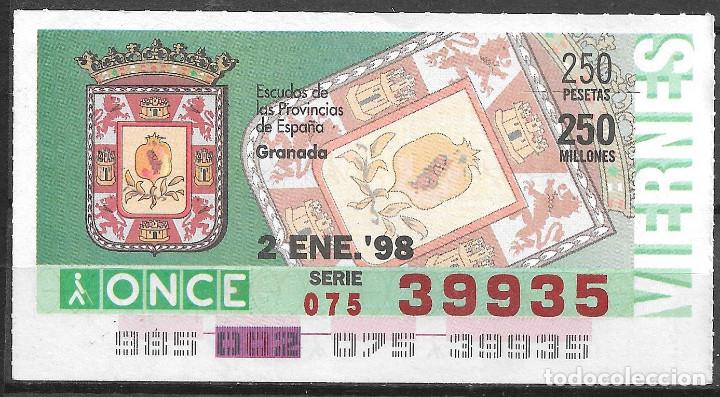 Cupones ONCE: ONCE,ESCUDOS,GRANADA,02/01/1998. - Foto 1