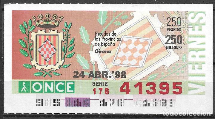 Cupones ONCE: ONCE,ESCUDOS,GERONA,25/04/1998. - Foto 1