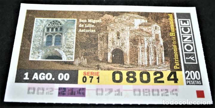 Cupones ONCE: CUP&Oacute;N ONCE - 1-AGOSTO-2000 - PATRIMONIO DE LA HUMANIDAD - SAN MIGUEL DE LILLO ASTURIAS