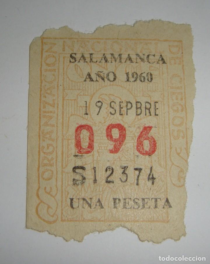 Cupones ONCE: Cup&oacute;n de la Organizaci&oacute;n Nacional de Ciegos &middot; Salamanca &middot; 1 Peseta &middot; 19 de septiembre de 1960