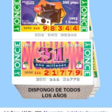 Billets ONCE: 1993 - CUPONES DE LA ONCE / AÑO COMPLETO INCLUIDO LOS SORTEOS ESPECIALES / BUENA CALIDAD. Lote 361673945