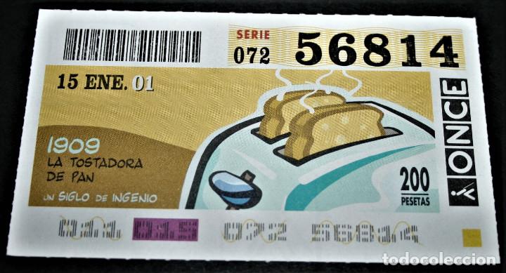 ONCE Coupons: CUP&Oacute;N ONCE - 15-ENERO-2001 - UN SIGLO DE INGENIO - 1909 LA TOSTADORA DE PAN