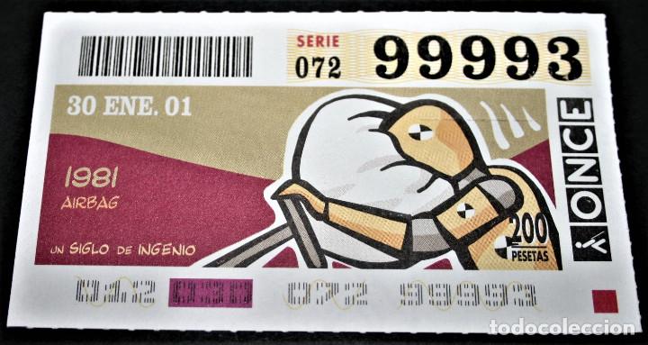 Cupones ONCE: CUP&Oacute;N ONCE - 30-ENERO-2001 - UN SIGLO DE INGENIO - 1981 AIRBAG