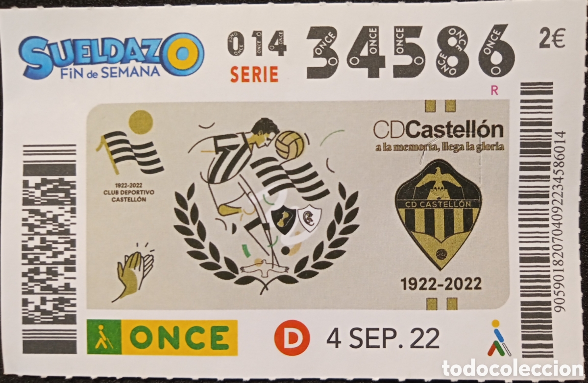 Cupones ONCE: CUP&Oacute;N ONCE. CD CASTELL&Oacute;N. CENTENARIO - Foto 1