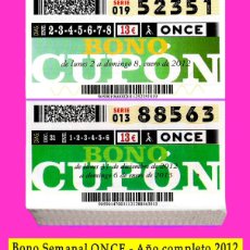 Cupones ONCE: 2012 - AÑO COMPLETO - BONO CUPÓN SEMANAL DE LA ONCE / BUENA CALIDAD. Lote 366243866