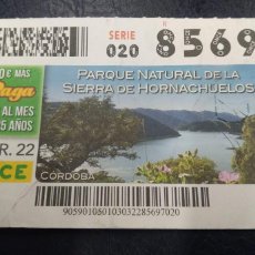Cupones ONCE: PARQUE NATURAL DE SIERRA DE HORNACHUELOS MARZO 2022. Lote 366629871