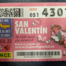 Cupones ONCE: SAN VALENTIN 14 FEB 2022. Lote 366672711