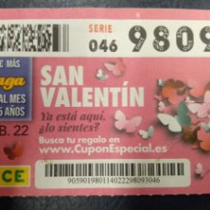 Cupones ONCE: SAN VALENTIN 14 FEB 2022. Lote 366672796