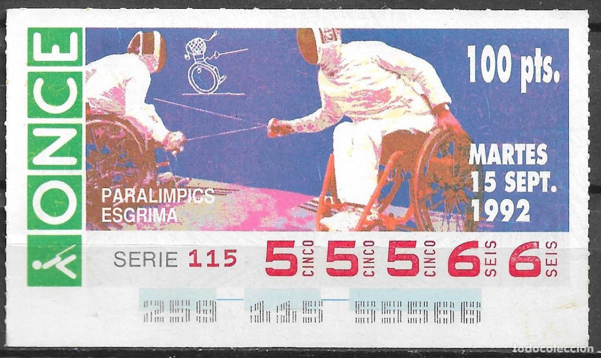 Cupones ONCE: ONCE,PARALIMPICOS,ESGRIMA,15/09/1992. - Foto 1