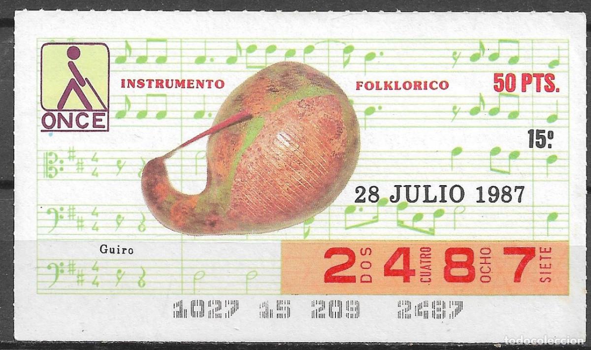 Cupones ONCE: ONCE,INSTRUMENTOS MUSICALES,28/07/87. - Foto 1