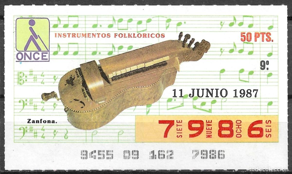 Cupones ONCE: ONCE,INSTRUMENTOS MUSICALES,11/06/87. - Foto 1