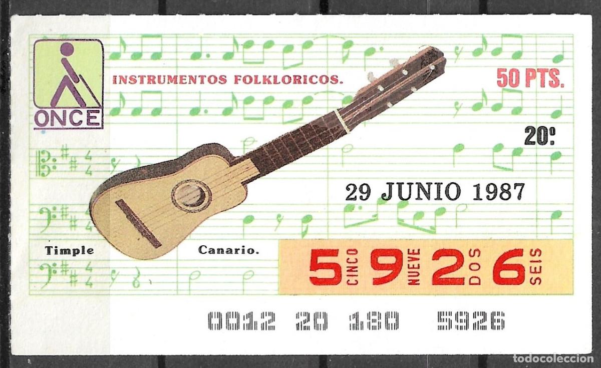 Cupones ONCE: ONCE,INSTRUMENTOS MUSICALES,29/06/87. - Foto 1