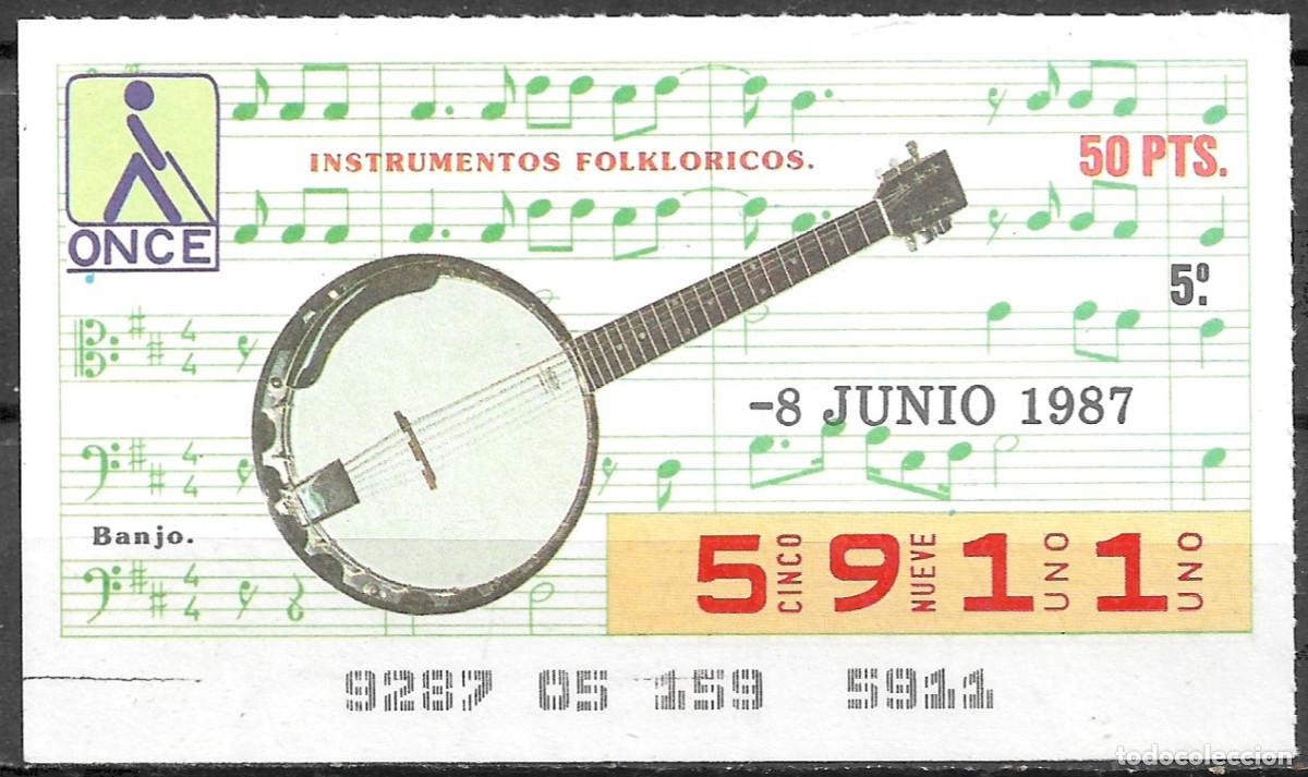 Cupones ONCE: ONCE,INSTRUMENTOS MUSICALES,08/06/87. - Foto 1