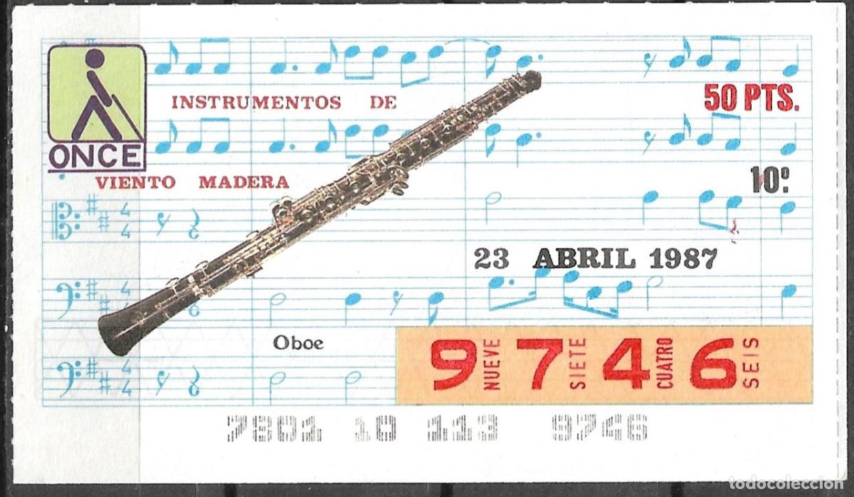 Cupones ONCE: ONCE,INSTRUMENTOS MUSICALES,23/04/87. - Foto 1