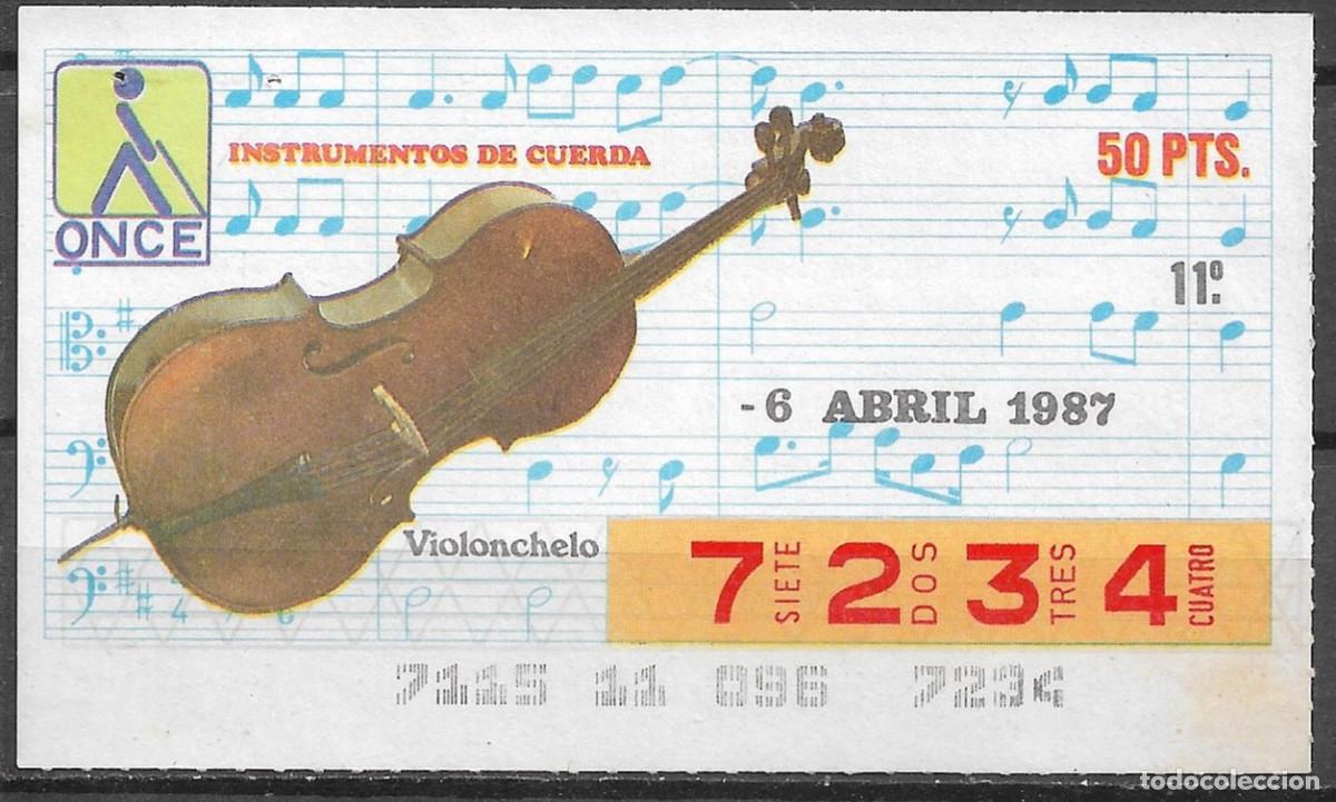 Cupones ONCE: ONCE,INSTRUMENTOS MUSICALES,06/04/87. - Foto 1