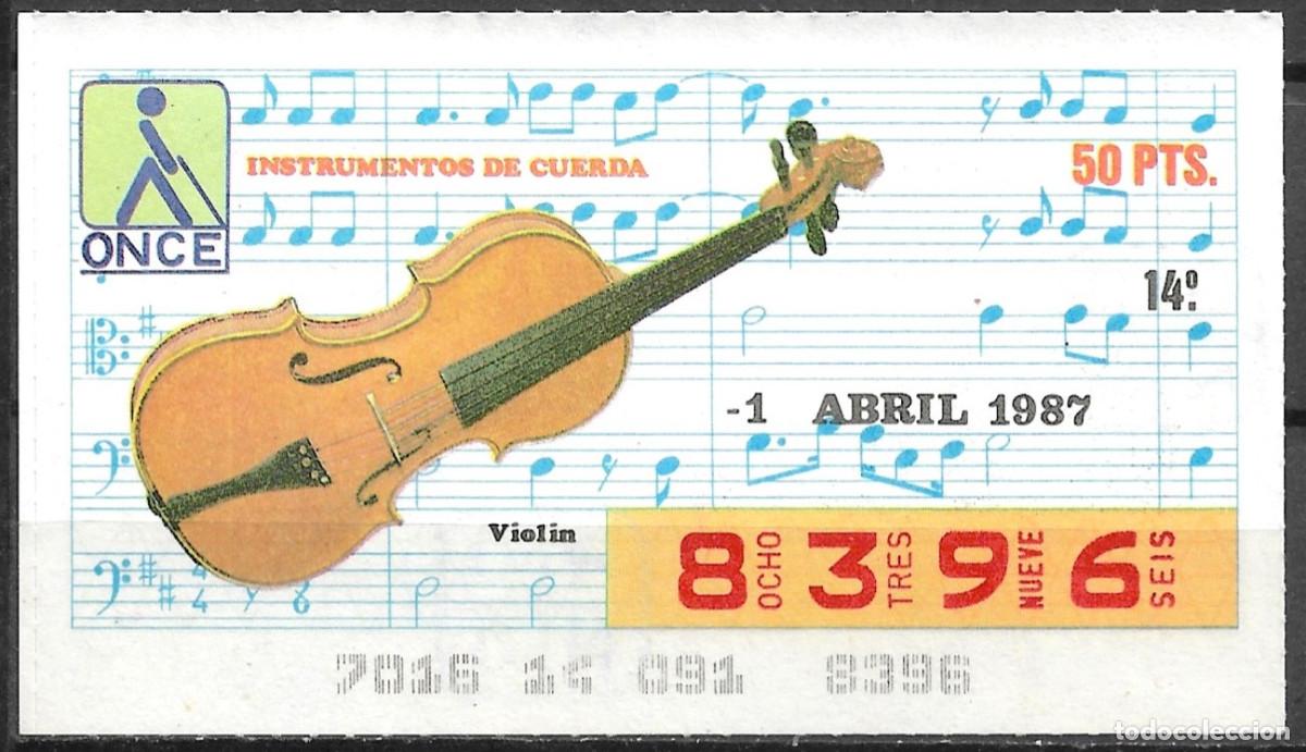 Cupones ONCE: ONCE,INSTRUMENTOS MUSICALES,01/04/87. - Foto 1