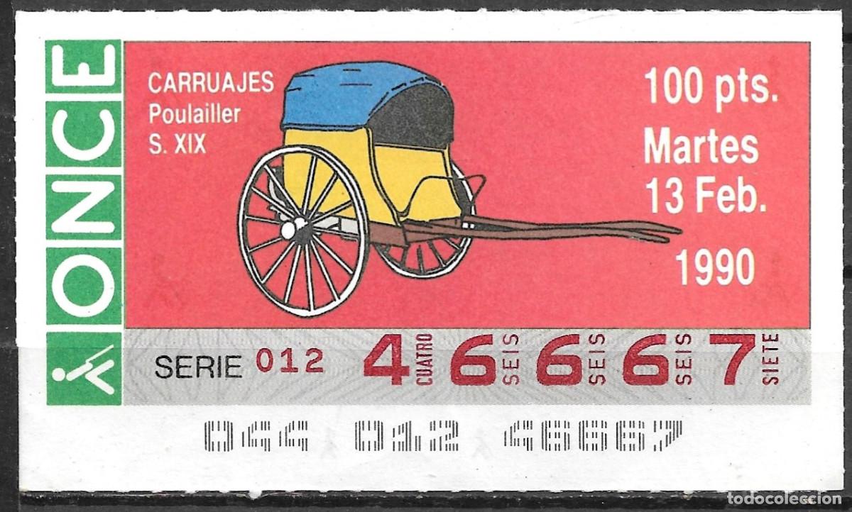 Cupones ONCE: ONCE,CARRUAJES,13/02/90. - Foto 1