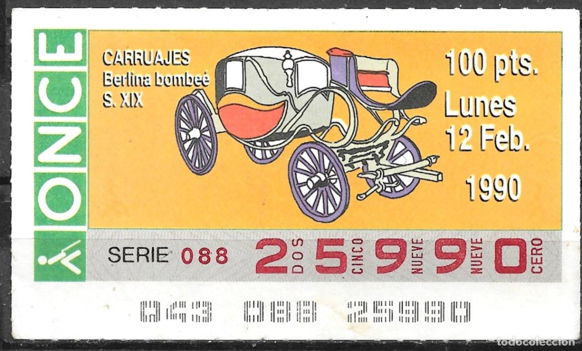 Cupones ONCE: ONCE,CARRUAJES,12/02/90. - Foto 1