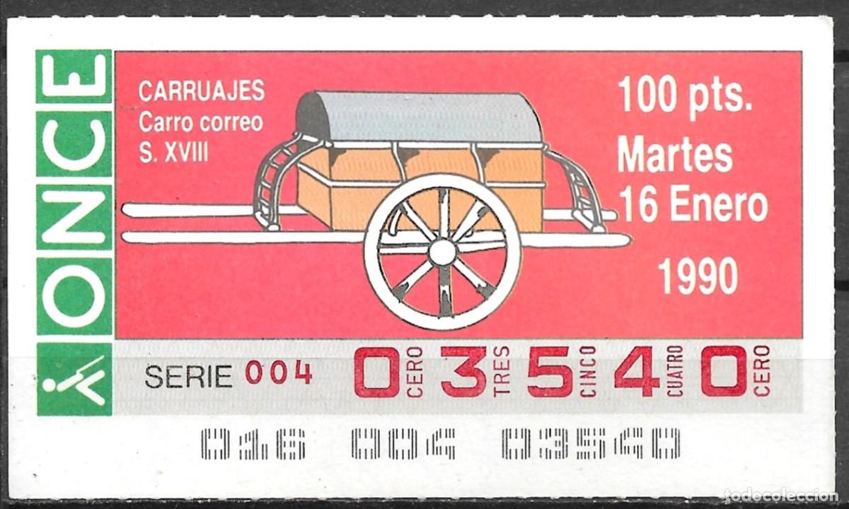 Cupones ONCE: ONCE,CARRUAJES,16/02/90. - Foto 1