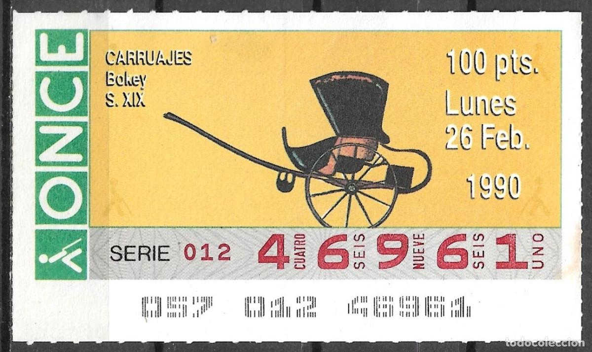 Cupones ONCE: ONCE,CARRUAJES,26/02/90. - Foto 1