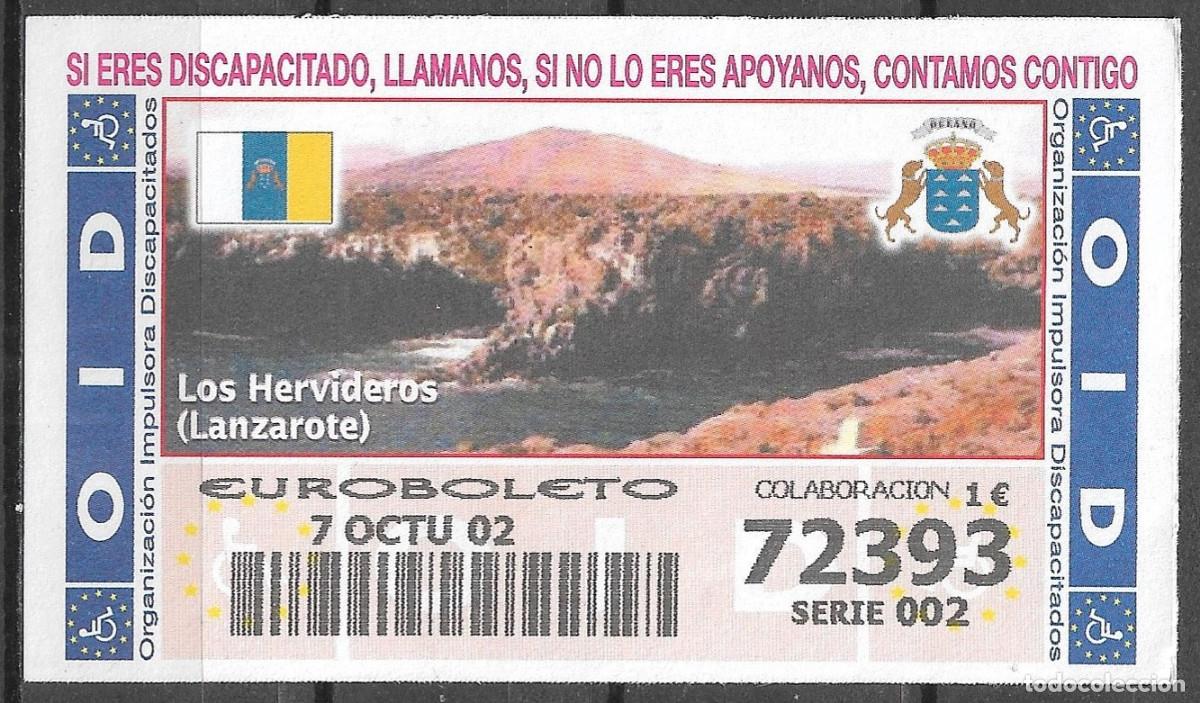 Cupones ONCE: OID,LOS HERVIDEROS,LANZAROTE,07/10/02. - Foto 1