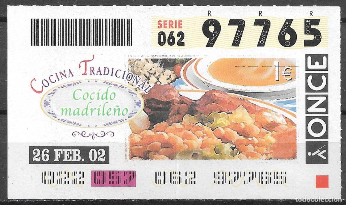 Cupones ONCE: ONCE,COCINA TRADICIONAL,26/02/02. - Foto 1