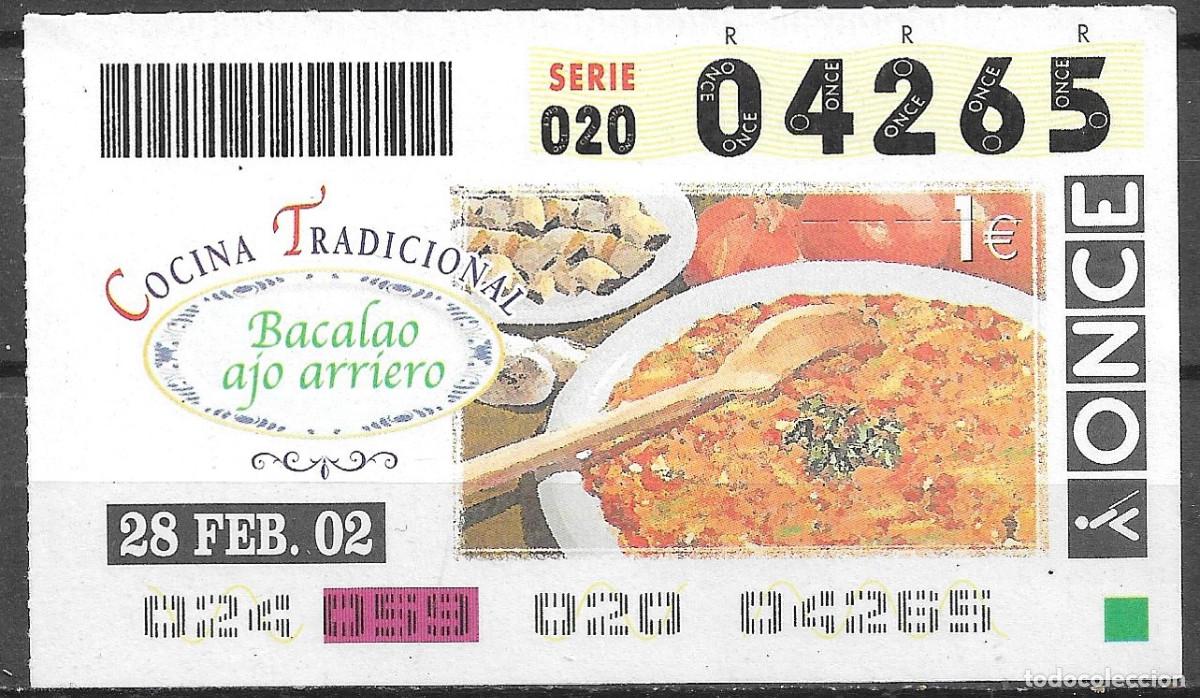 Cupones ONCE: ONCE,COCINA TRADICIONAL,28/02/02. - Foto 1