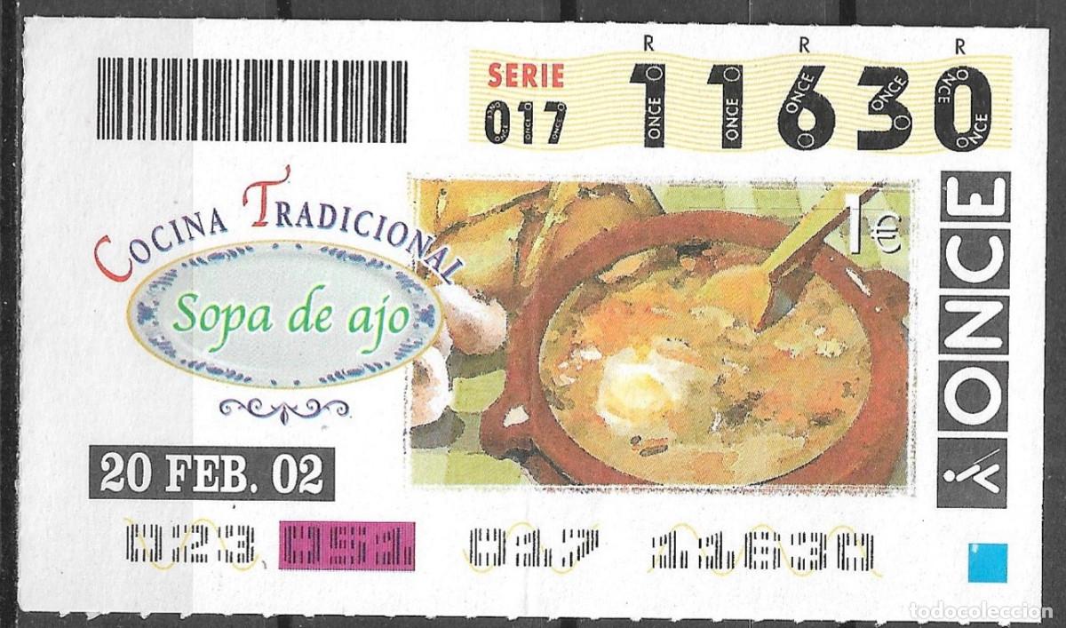 Cupones ONCE: ONCE,COCINA TRADICIONAL,20/02/02. - Foto 1