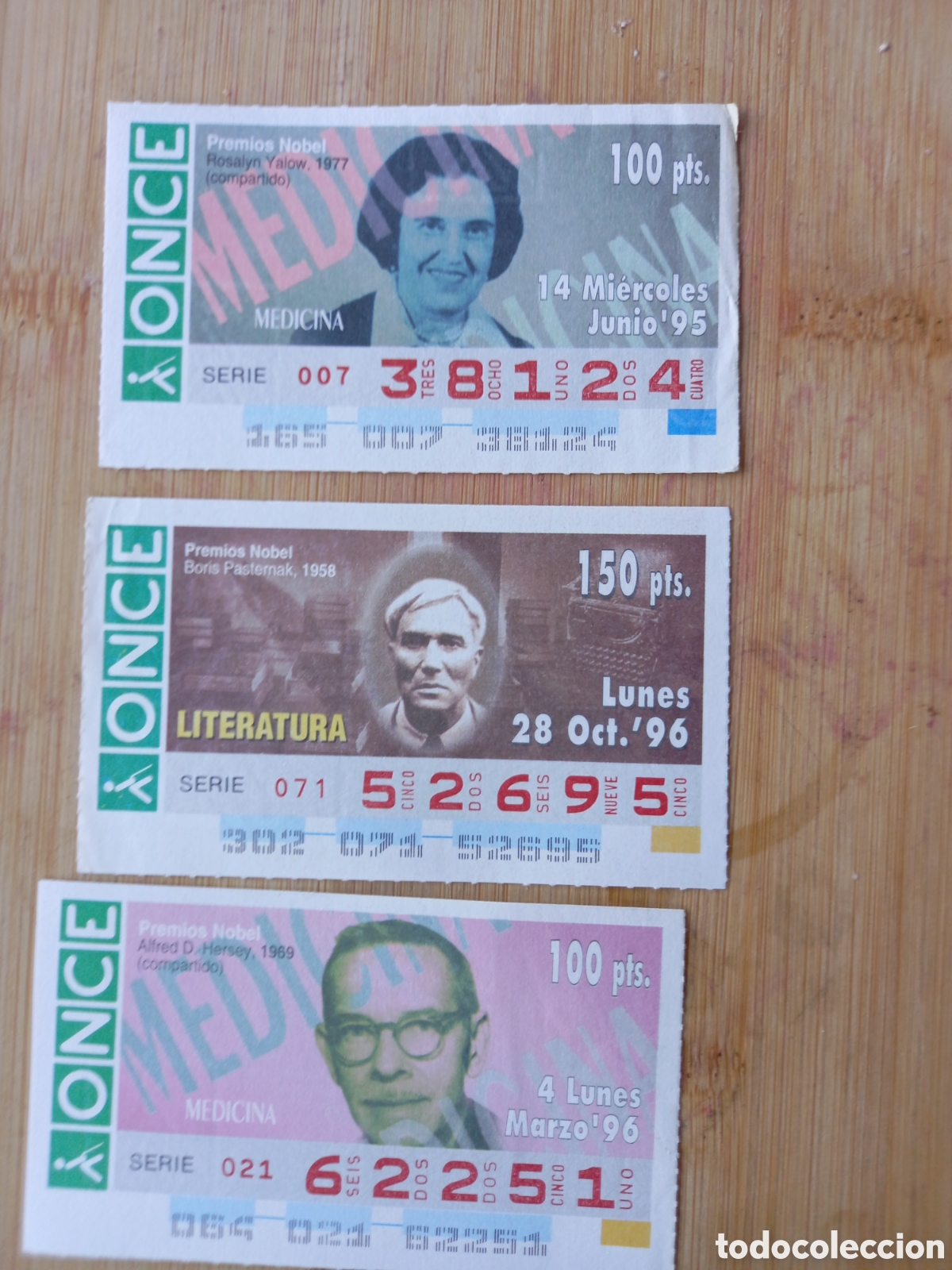 Cupones ONCE: CUPONES ONCE 1995 1996 NOBEL - Foto 1