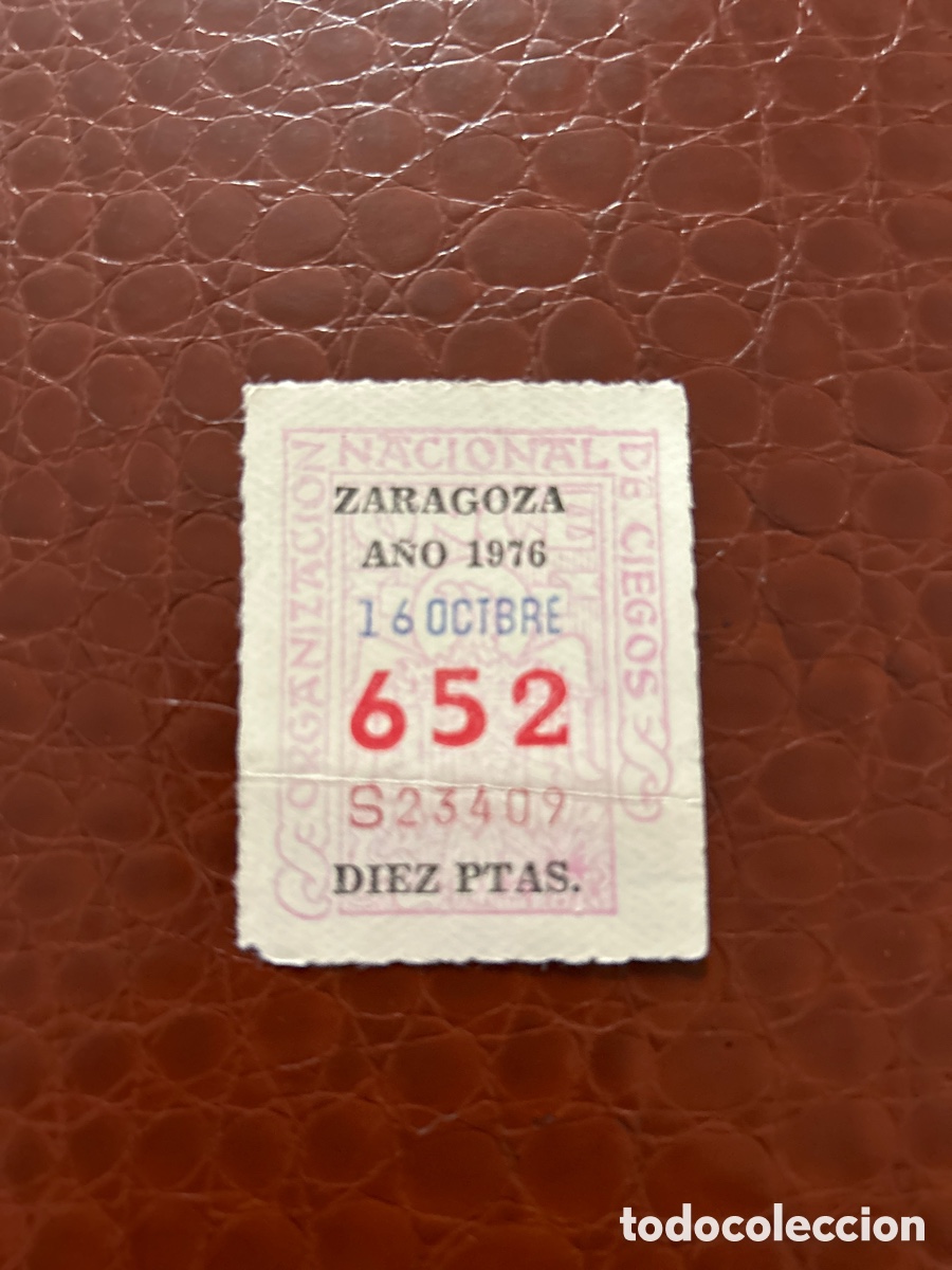 Bilhetes ONCE: Loteria Cupon once A&ntilde;o 1976 Zaragoza 16 Octubre