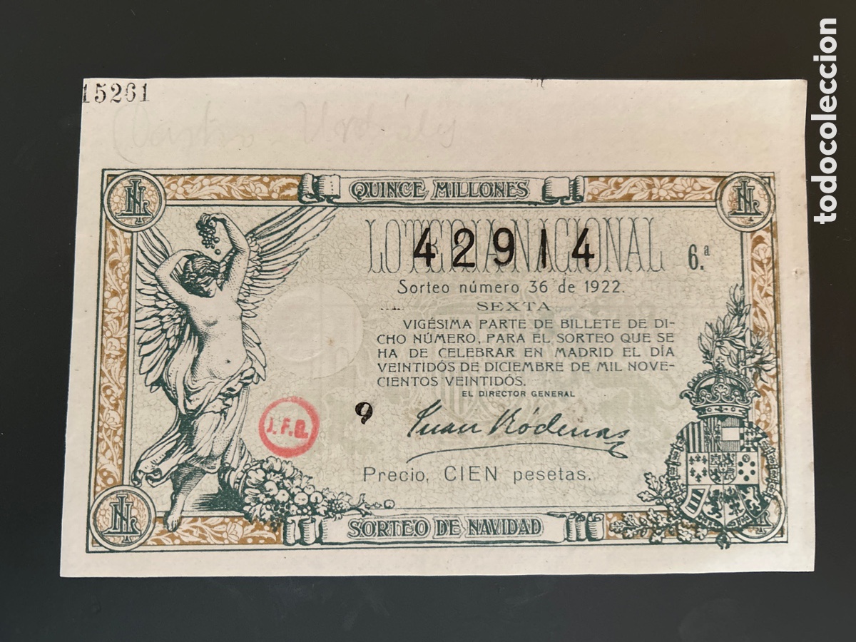 Cupones ONCE: Loteria A&ntilde;o 1922 Sorteo 36 Navidad - Foto 1