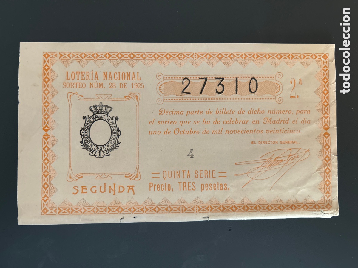 Cupones ONCE: Loteria A&ntilde;o 1925 Sorteo 28 - Foto 1